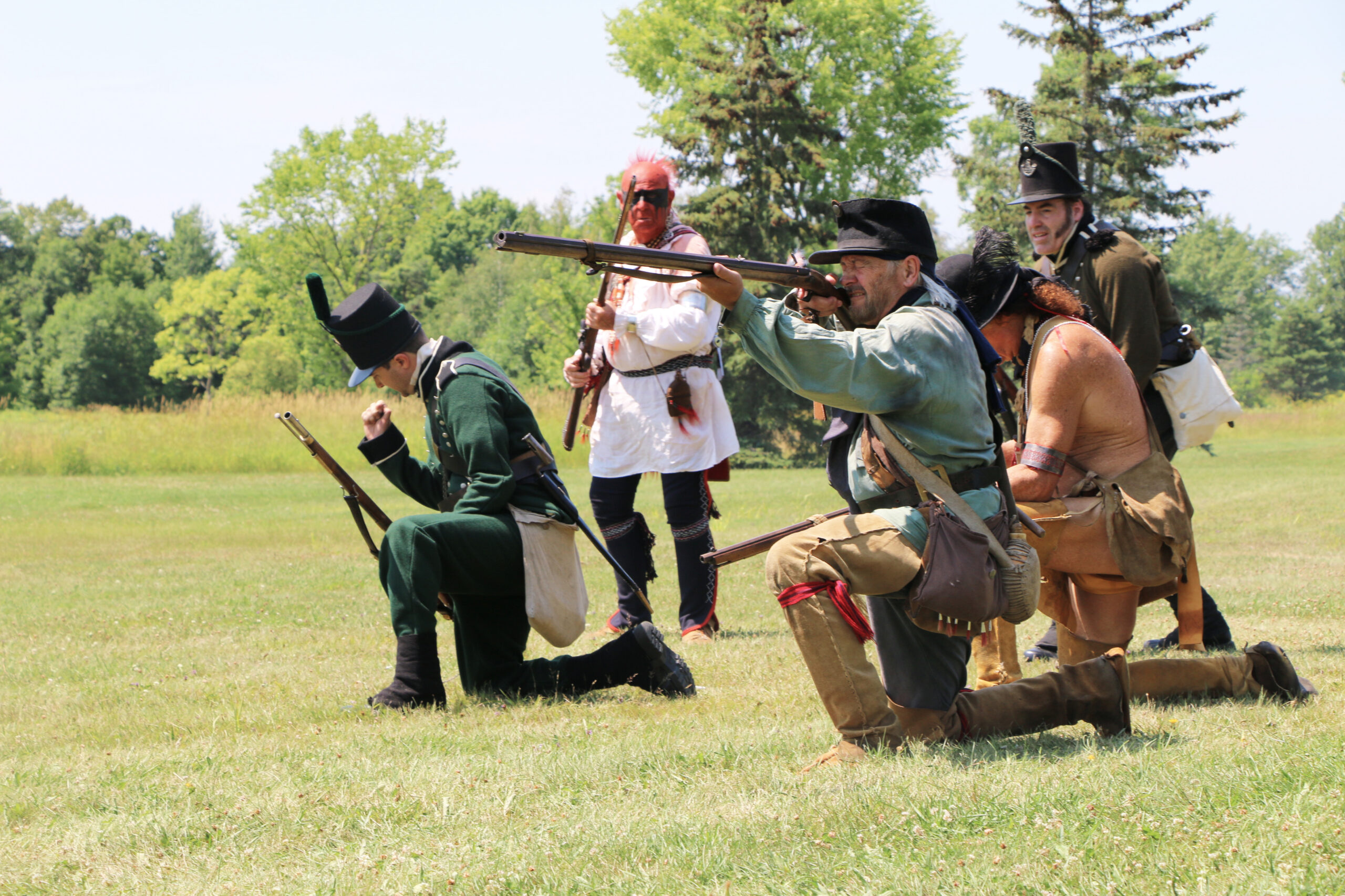 War of 1812 Military Reenactors with rifles